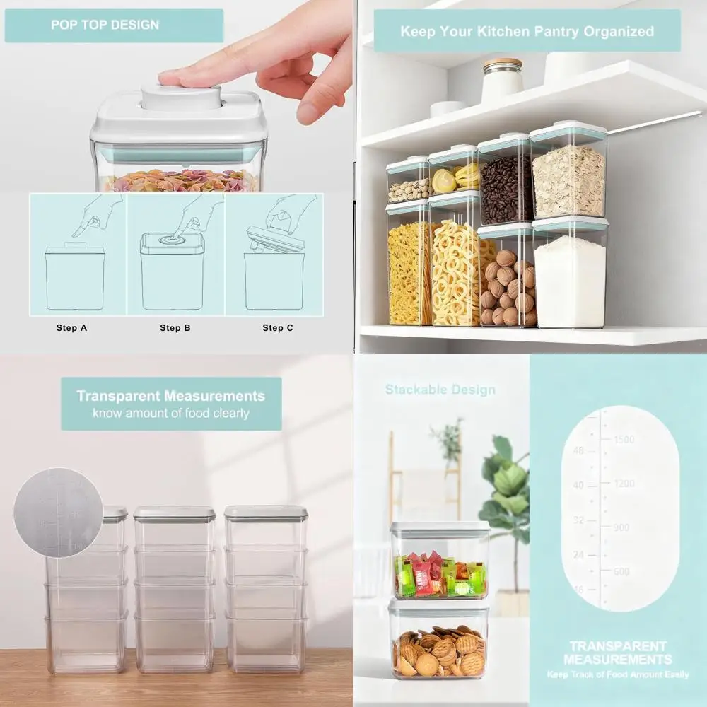 

Штабелируемые герметичные контейнеры с крышками — хранилище продуктов для закусок, конфет, соли, трав, специй (2 упаковки, 1,2-3,3 кварты)