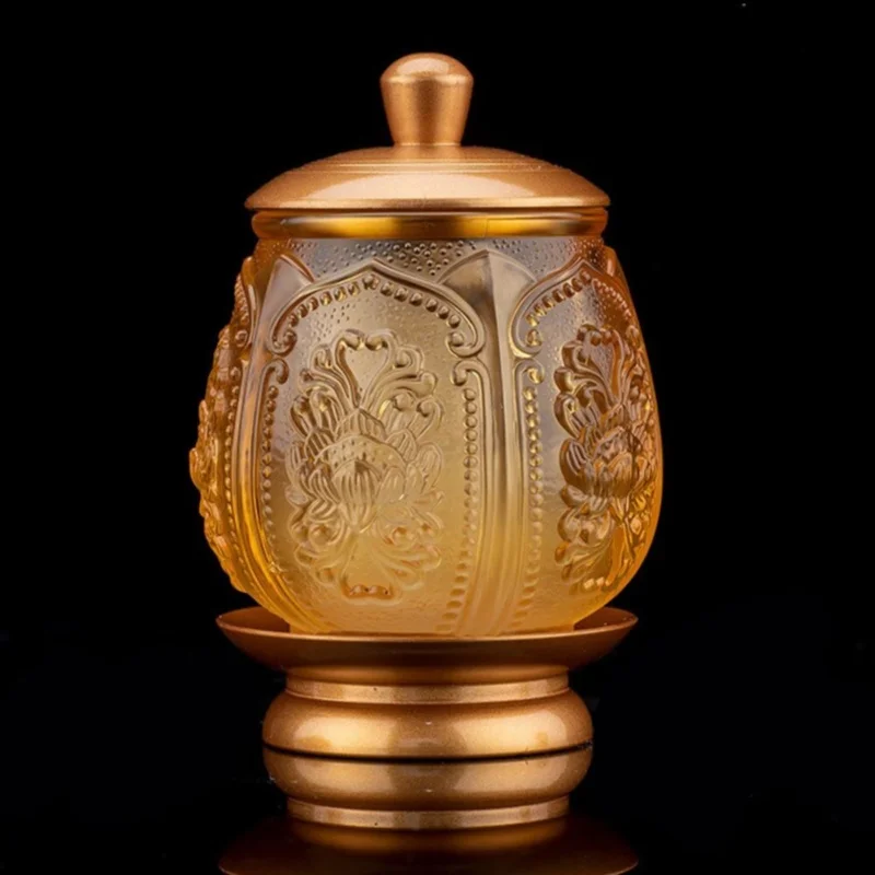 

11 см Будда Лотос Чашка для подачи воды Стеклянная чашка для Святой воды Буддийский храм Принадлежности