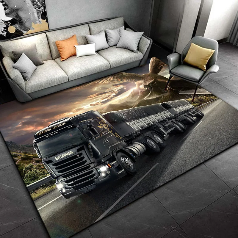 3D Scania Top Class Truck Cartoon Area Rug,Carpet Rug for Living Room Bedroom Sofa Doormat Decoration, pink room decor