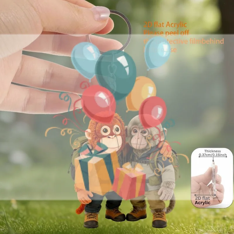 Parent Child Monkey Acrylic Keychain High Transparency Acrylic Animal Lover Gift Hiking Souvenir for Outdoor Gift