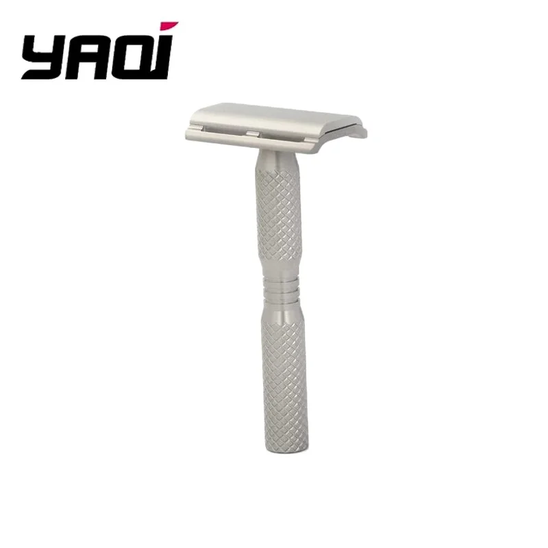 YAQI Ghost Cross Grain Pattern Titanium Safety Razor Lightweight Men Shaving Products Wet Shave Tools Best Gift for Men