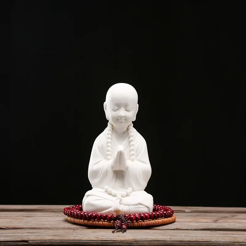 

Ceramic Little Monk Figure Statue White Porcelain Handmade Sculpture High-end home living room, room office decoration statue