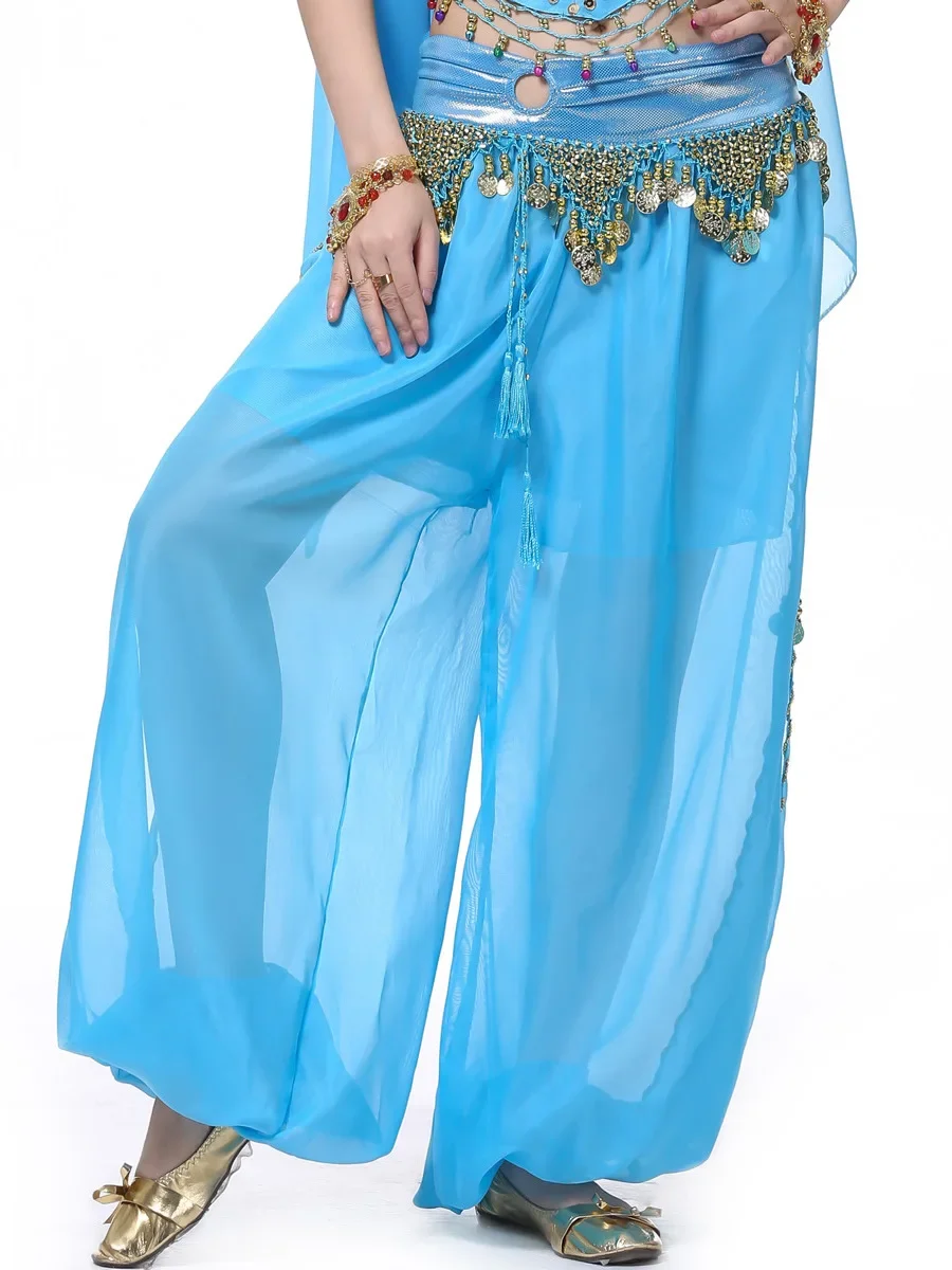 Solid Color Oriental Dancing Costume Pants Women Fantasia Jazz High Waist Belly Wear Urban Latin Clothes Chiffon Knickerbockers