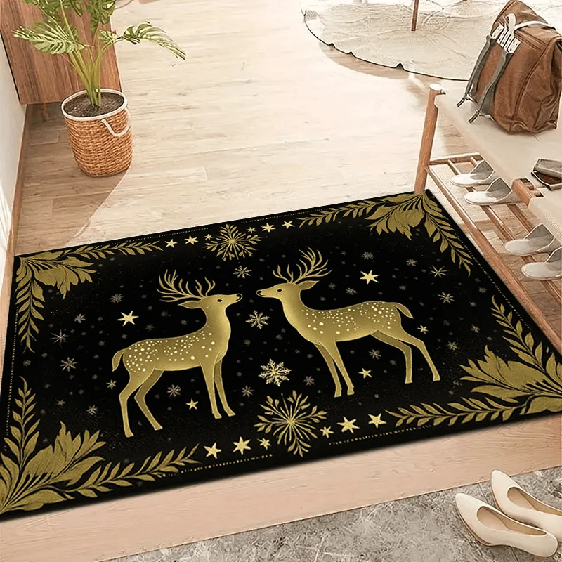 Festive Starry Night Motif Floor Rug Decorative Non Slip Door Mat Versatile Accent For Gym Dance Studio Lounge
