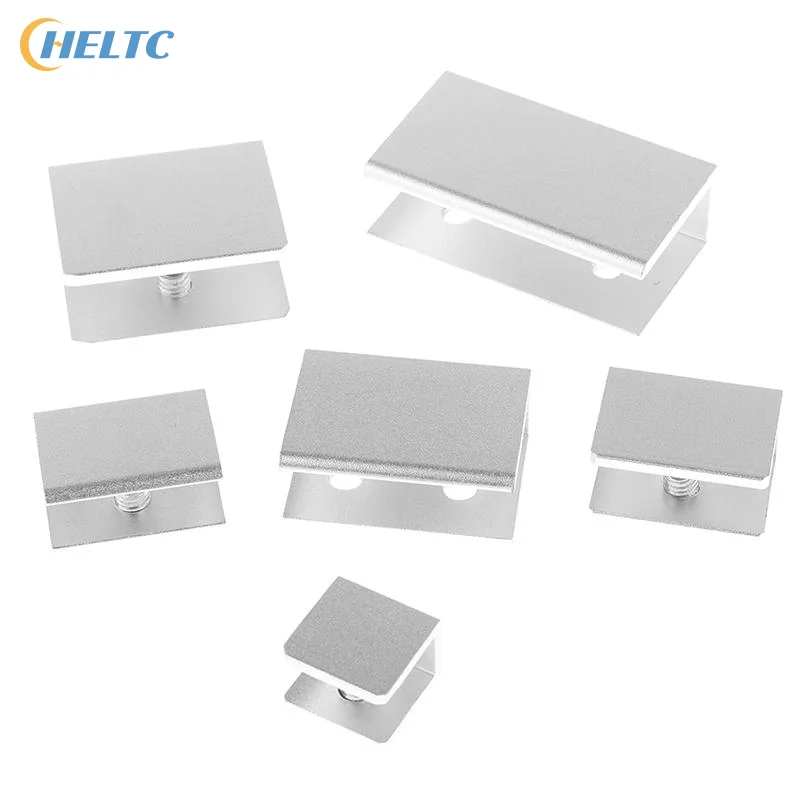 4 ชิ้น/ล็อตสแควร์แก้ว Clamps แก้ว CLAMP ผู้ถือชั้นวางคลิปอลูมิเนียมสนับสนุนสําหรับ 5 มม.6 มม.8 มม.10 มม.12 มม.ความหนา BOARD