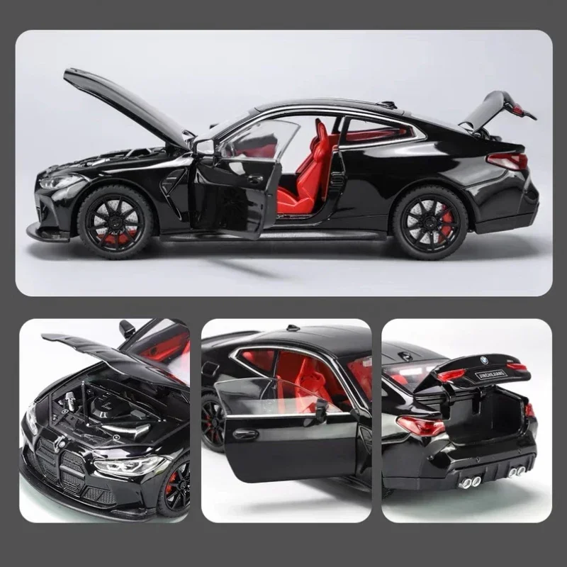 1:24 BMW THE M4 IM Alloy Miniature Car Diecast Metal Scale Car Model Sound๏ผLight Simulation Collection Children Toy Vehicle Gift