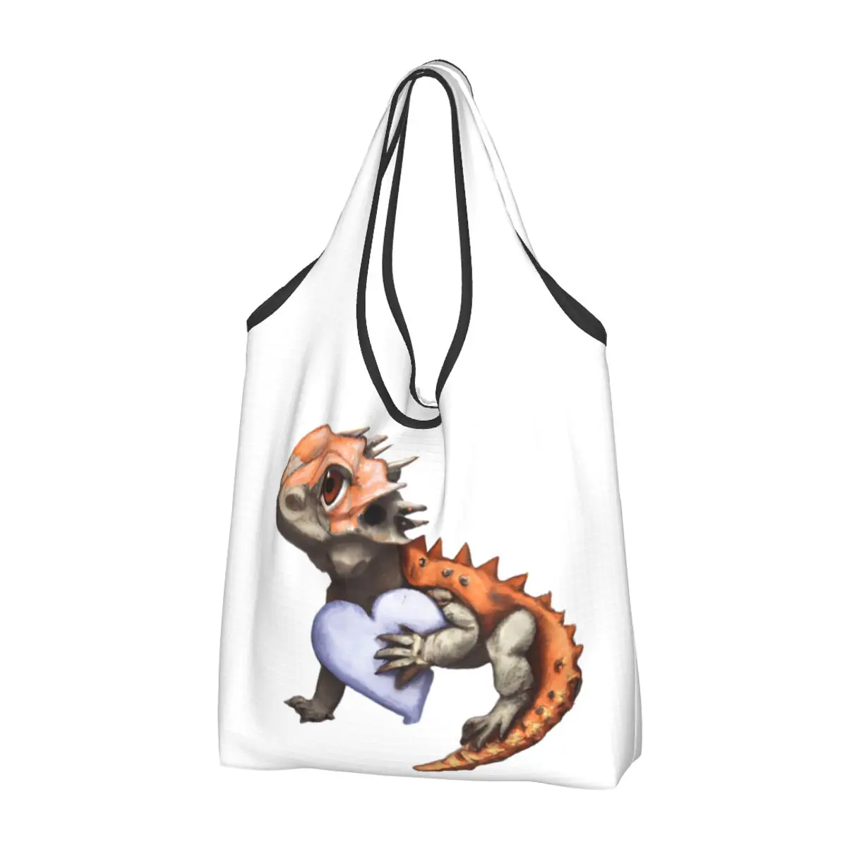 Baby Bearded Dragon Loves Me Portable Tote Shopping Bags Foldable Shopper Bag Grocery Handbag Shoulder Bag