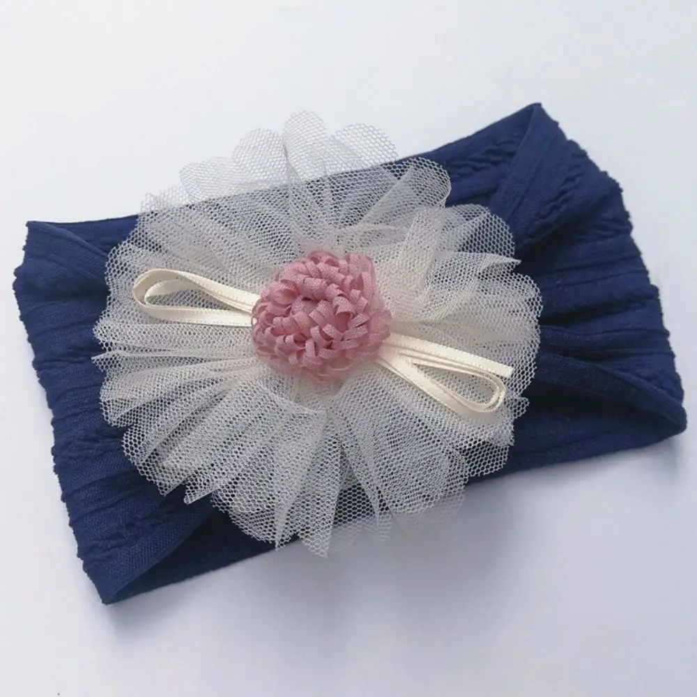 

Kid Headdress Mesh Flower Headband Soft Stretchy Jacquard Elastic Nylon Headwrap Cotton Infant Hair Band Baby's Photo