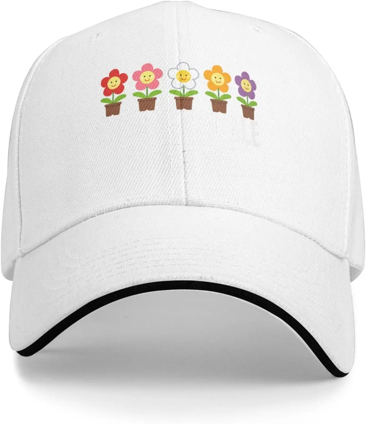 

Бейсбольная кепка с милыми смайликами и цветами в горшках, полиэстеровая регулируемая шляпа дальнобойщика для взрослых