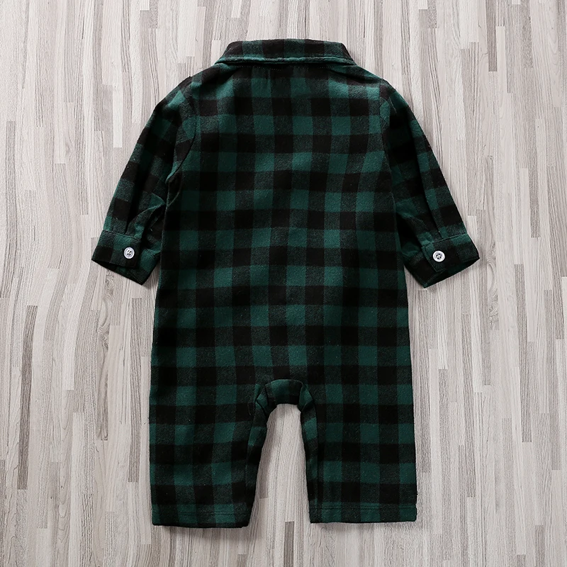 Spring and Autumn Long Sleeves Boys And Girls Literary Style Checkered Shirt Casual Comfortable Short Sleeve Baby Bodysuit