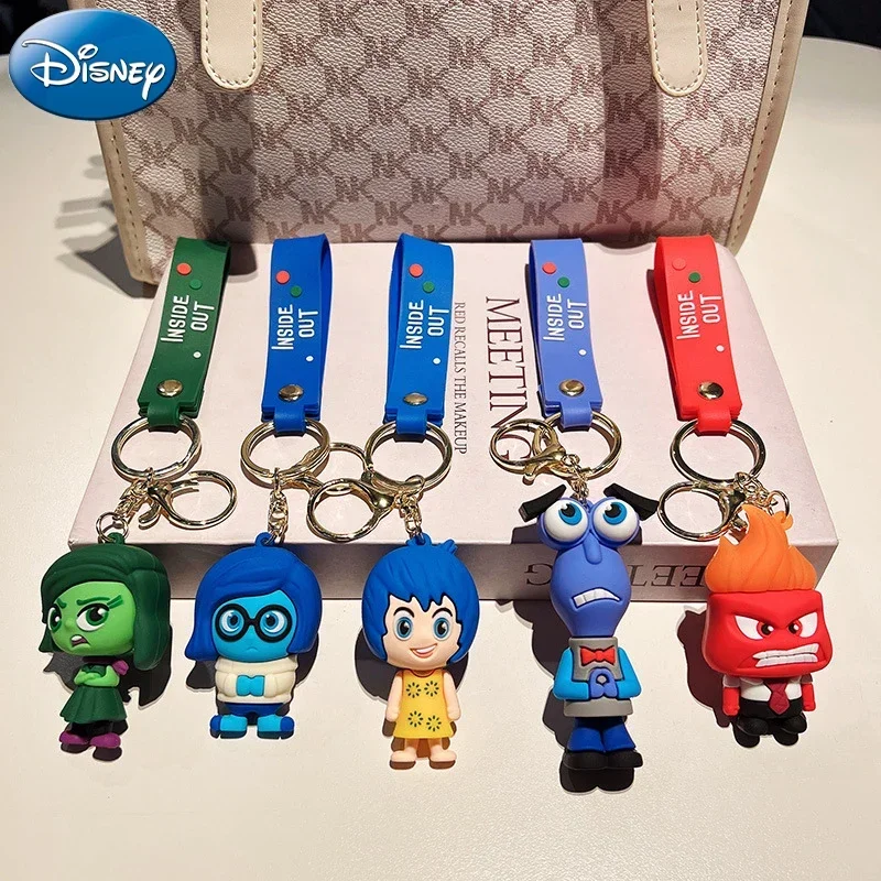 

Disney Inside Out Keychains Cartoon Joy Sadness Anger Disgust Fear Action Figures Dolls Key Rings Kawaii Bags Pendants Kids Toys