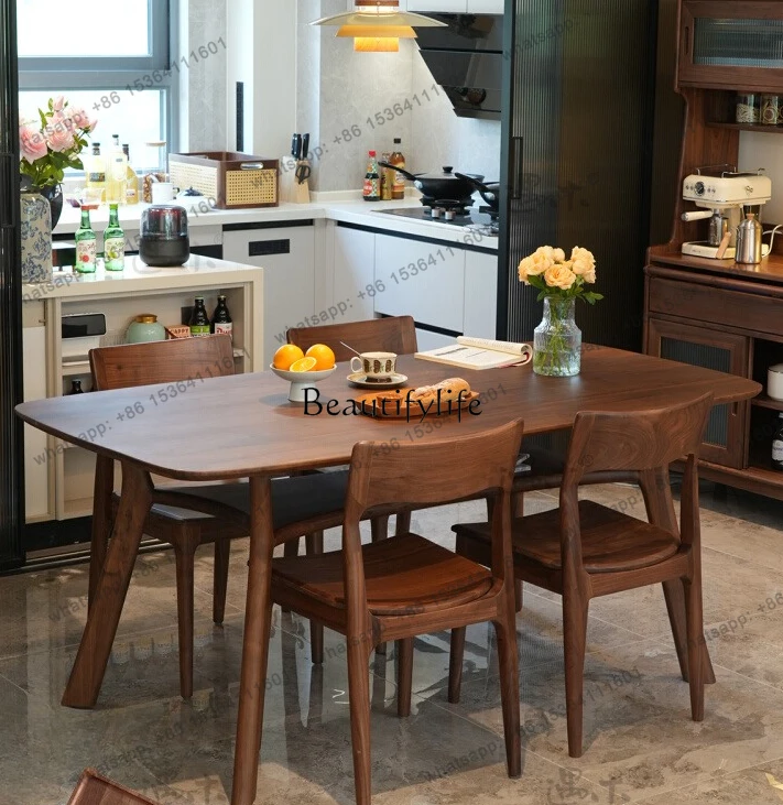 

CZNorth American Black Walnut Dining Table Solid Wood Modern Simple Home Dining Table Nordic Log Furniture