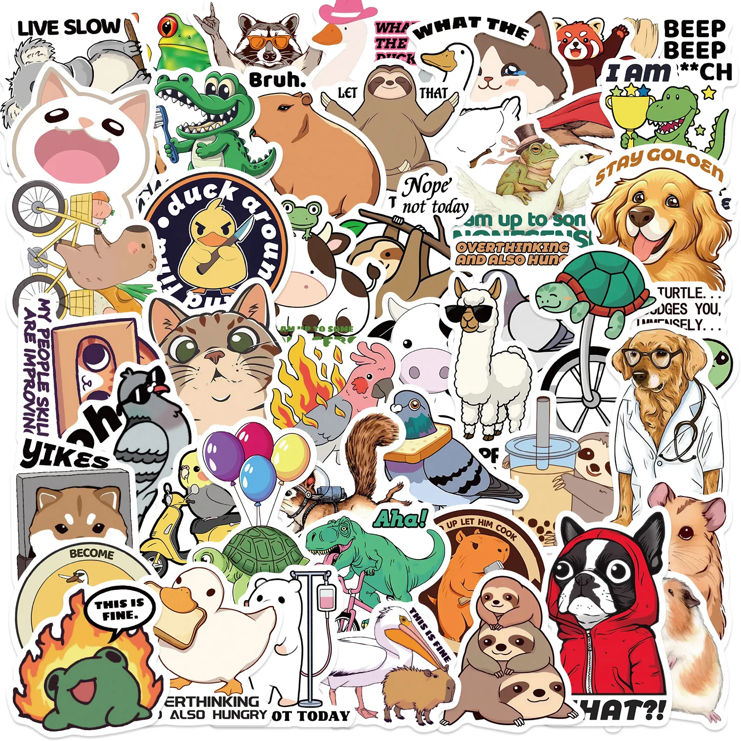 50/100PCS Cartoon Fun Animal Meme Graffiti Stickers Guitar Notebook Luggage DIY Waterproof Stickers