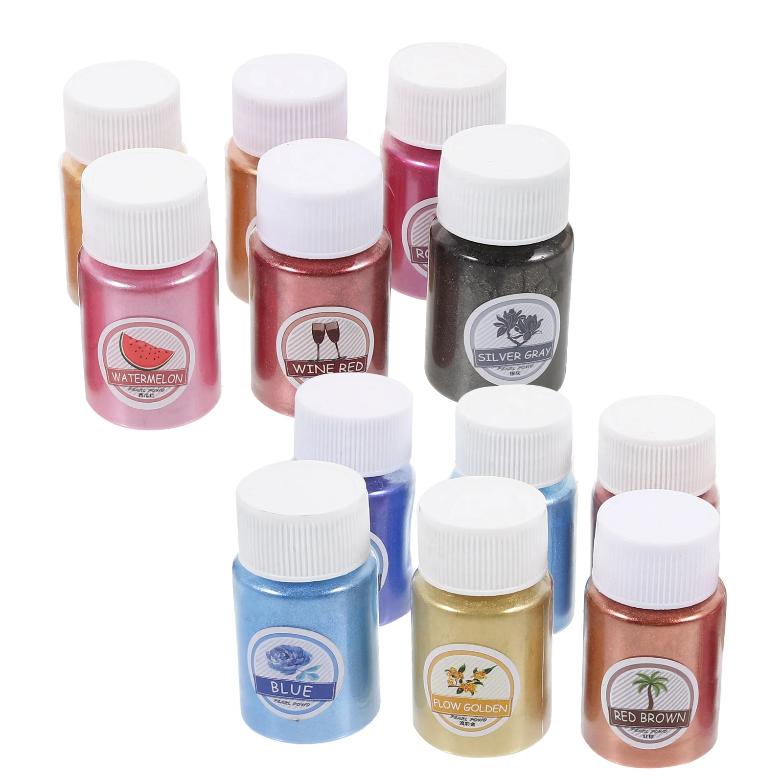 

12 Bottles Pearl Mica Powder Pigment Optimum Coverage for DIY Nail Art Epoxy Resin Cosmetics Coloring Powder Drawing Pigment