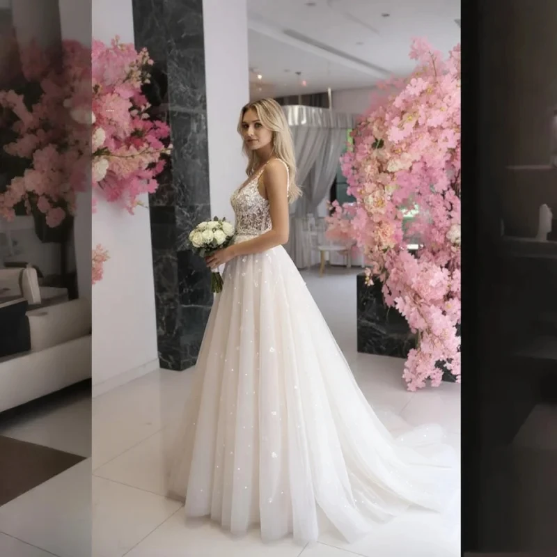 فستان سهرة فاخر باللون الأبيض للنساء مخصص من الدانتيل على شكل حرف v فستان سهرة شفاف مشد للحفلات Vestdos De Fiesta مخصص