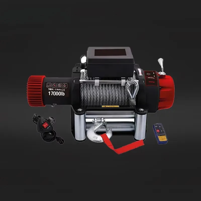 Professional 12V/24V 17000lbs Steel Rope Electric Car Winch for Heavy-Duty Towing and Recovery