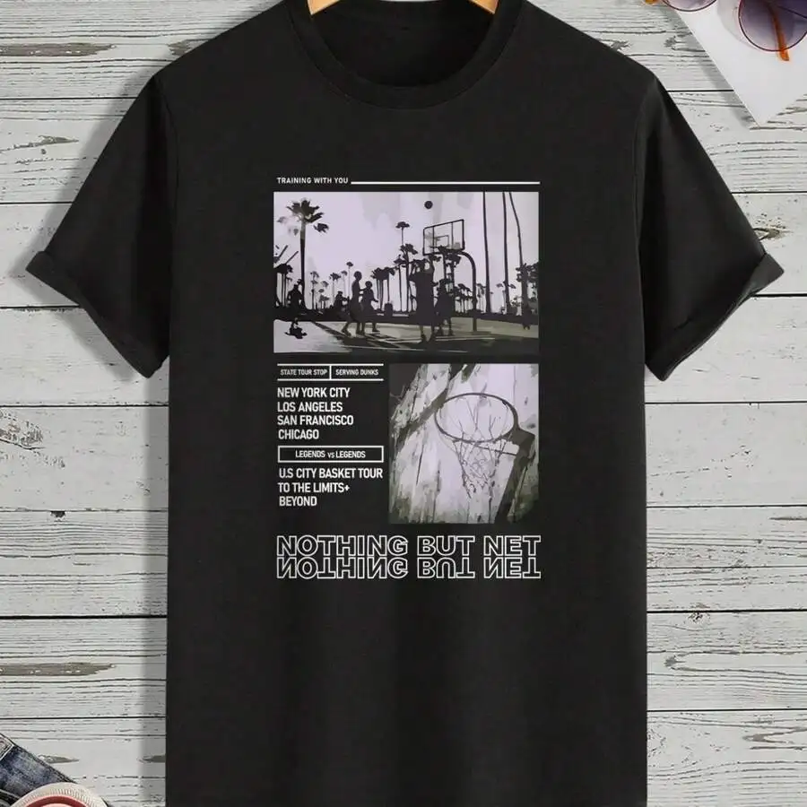 

Black Basketball Graphic Tee Men Summer Short Sleeve Unisex Streetwear