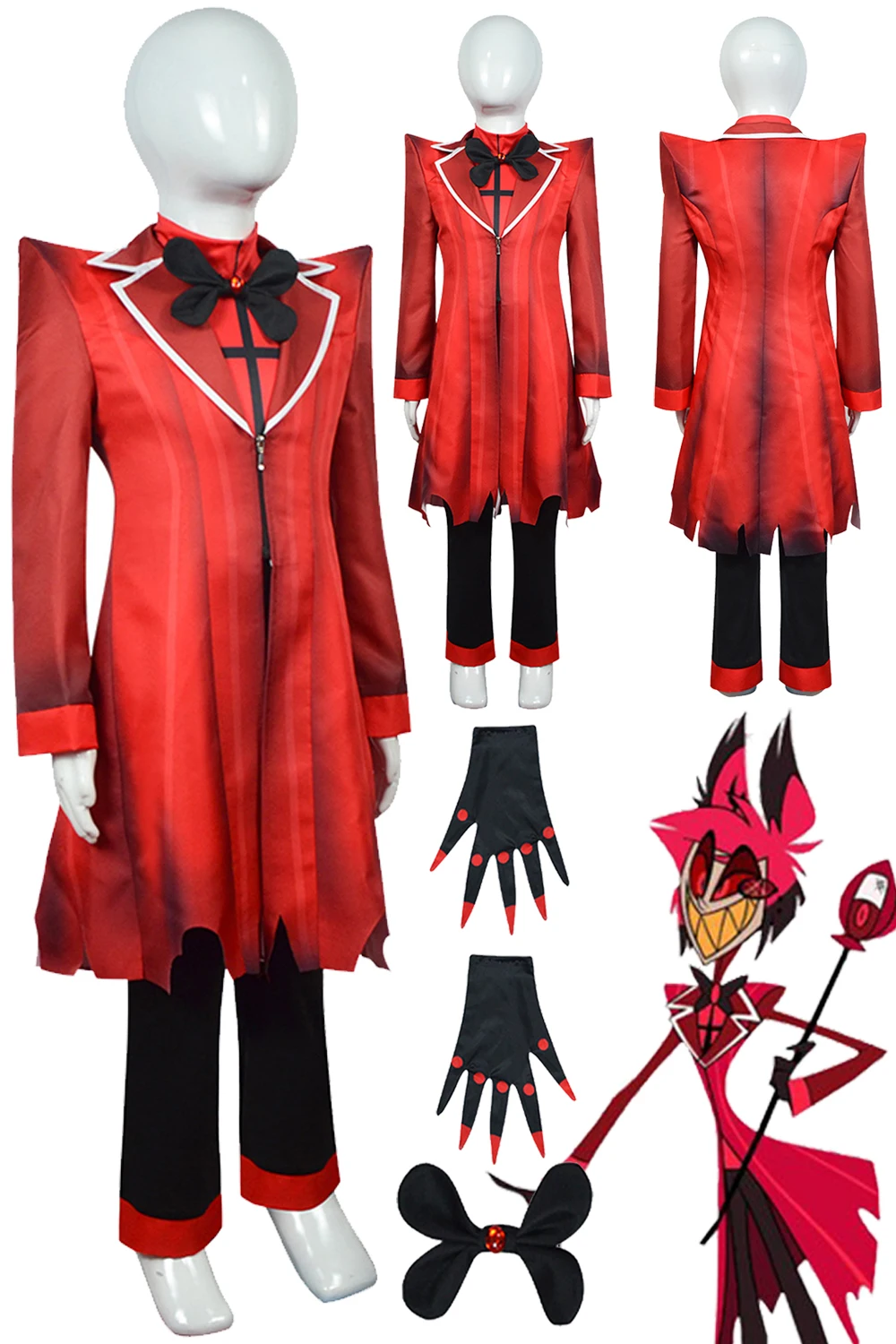 Alastor Cosplay para niños y niñas, traje de Anime de dibujos animados, ropa de fiesta para Hotel