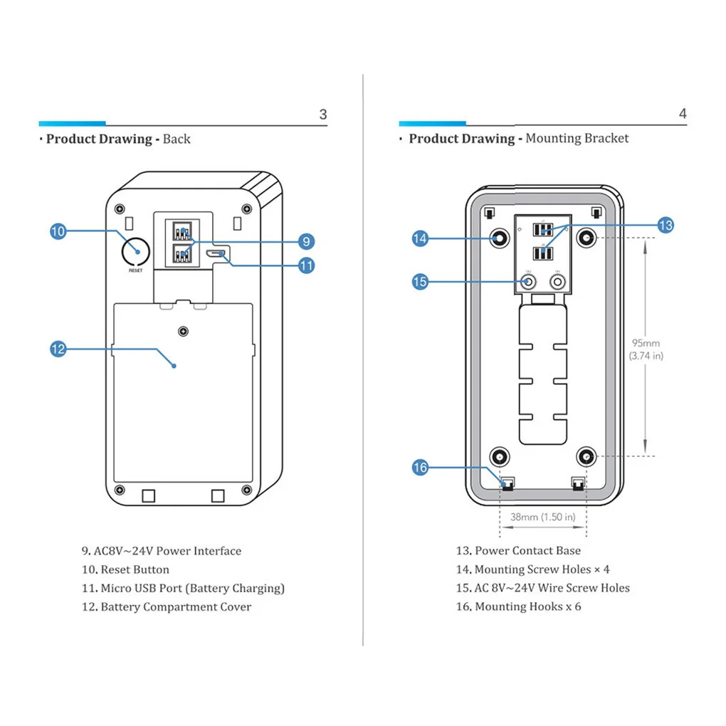 

Visual Doorbell WiFi Wireless Smart Door Bell Phone Remote Video Home Alarm Door Chime, Bell with Receiver