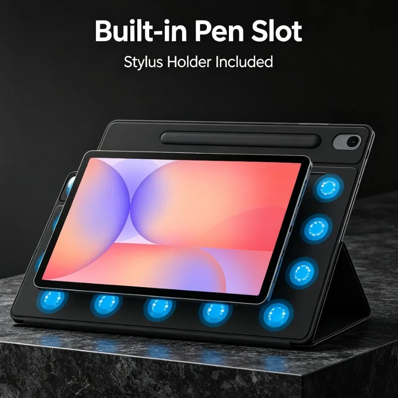 Magnetic Flip Book Style Tablet Cover For Galaxy Tab S10 Ultra 14.6 S10 FE Plus 13.1 S10+ 12.4 Wake Cutouts Protective Shell
