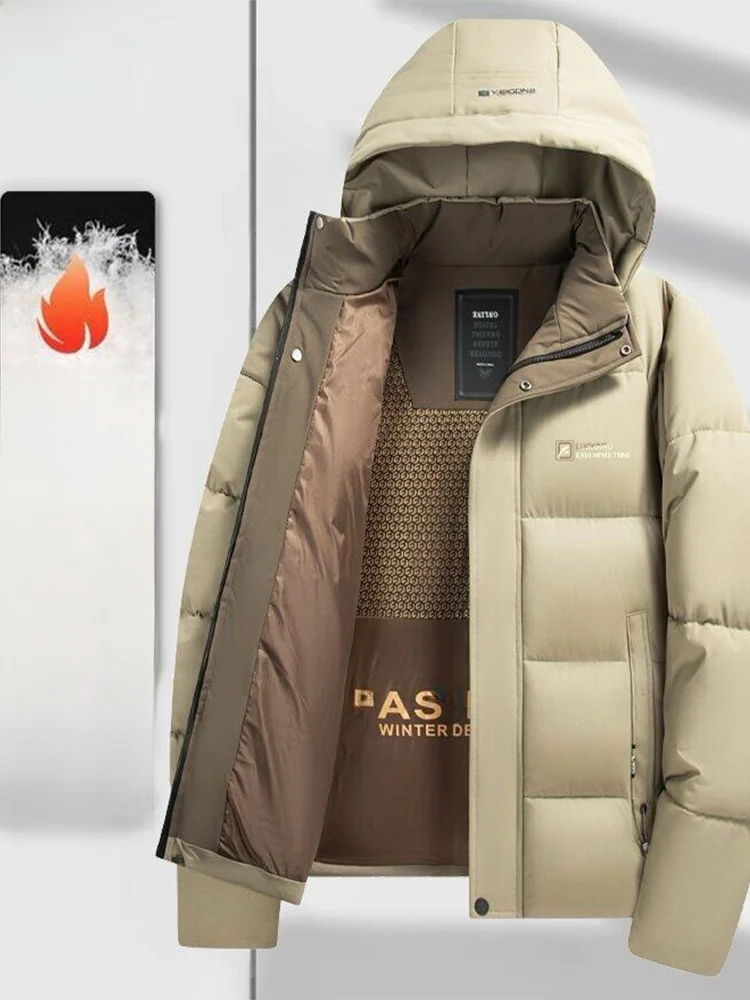 

Thiened Cotton Jaet for Men Winter Hooded Warm Windproof Dad Clothes New Sle Polyester Fiber Zipper Closure Casual Wear