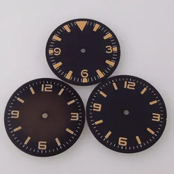 Nologo Vintage 31mm Black Watch Dial Orange Numbers for NH35 NH36 ETA2824 PT5000  Hand Set for Diver Watch Replacement Mod