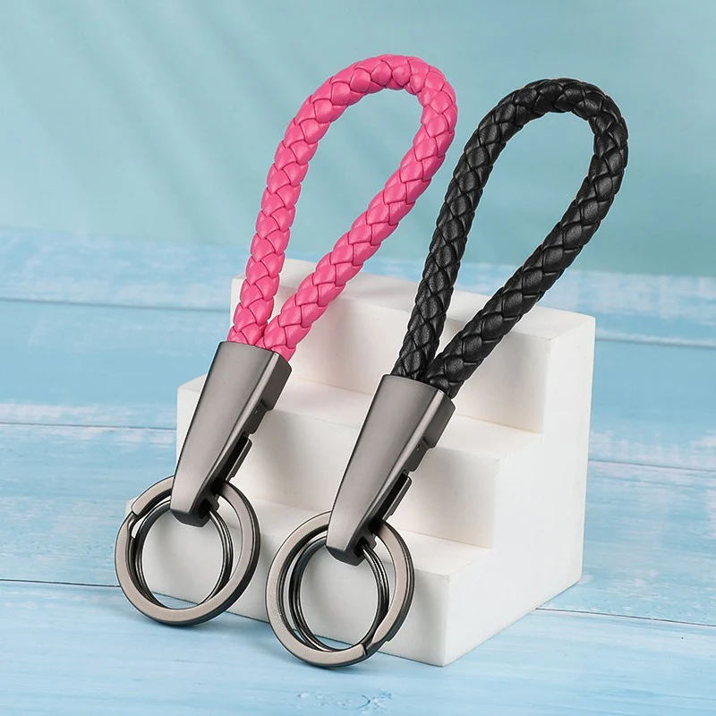 

Leather Rope Keychain Hand Woven Key Ring Chain Durable Car Key Holder Fashion Pendant for Men Women Daily Auto Accessory