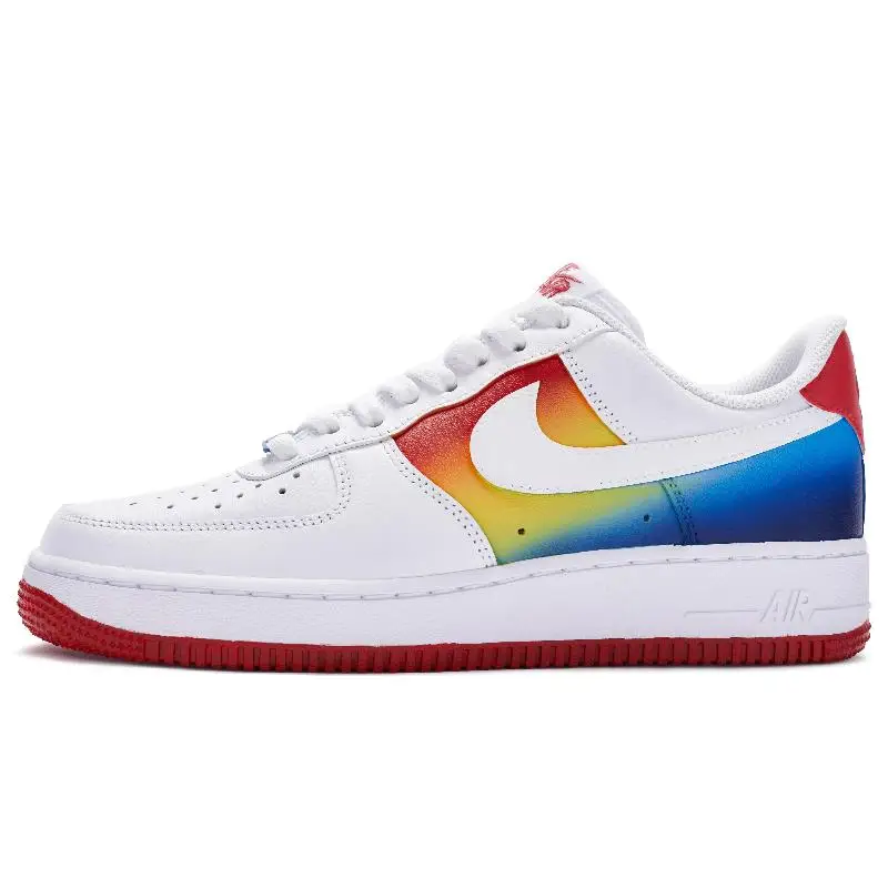 

[Custom Men's style: Colorful Cloud Gate]Nike Air Force 1 Low 07 811 Manufacturing Low Top Skateboard Shoes Men's White Red Y