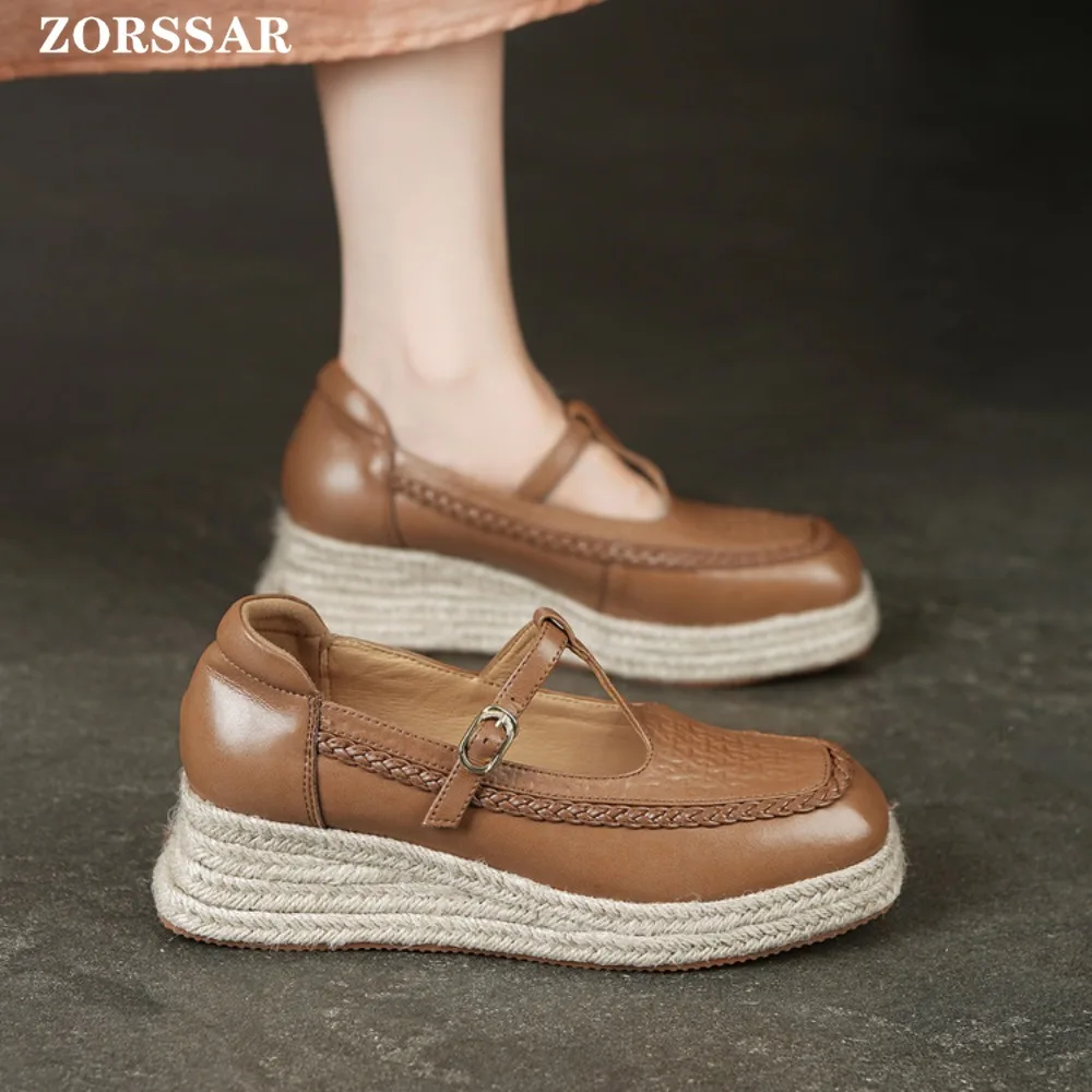 

2025 Autumn High Quality Women Shoes Light Comfort Flats Platform Shoes Metal Buckle Casual Mother Shoes Wedge Women Loafers