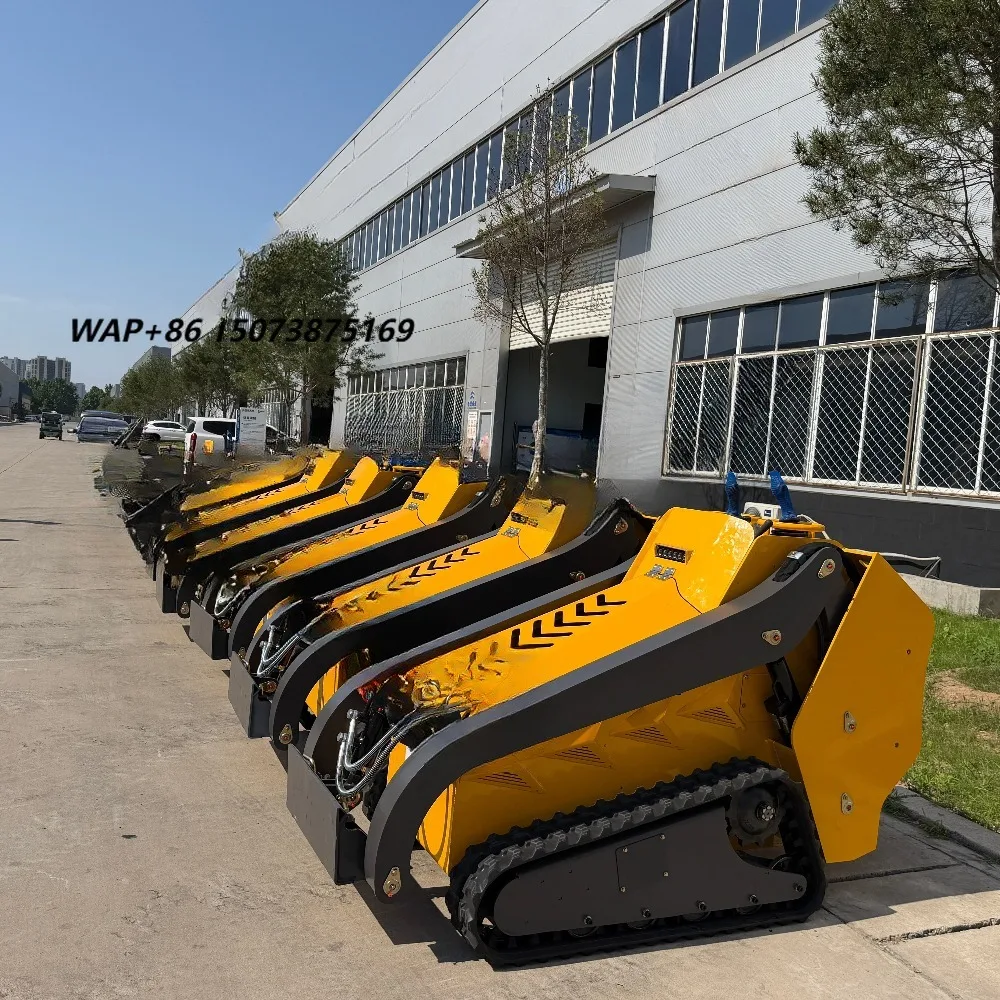 High Quality CE EPA Certified WY1300 Track Mini Skid Steer Loader with 4 in 1 Bucket for Landscape Garden