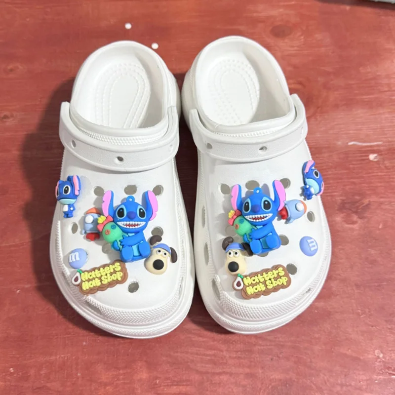 MINISO Classic Character Stitch Children's Hole Shoe Charms Cute Cartoon Decoration Shoe Buckle 3D DIY  Kids Birthday Gifts