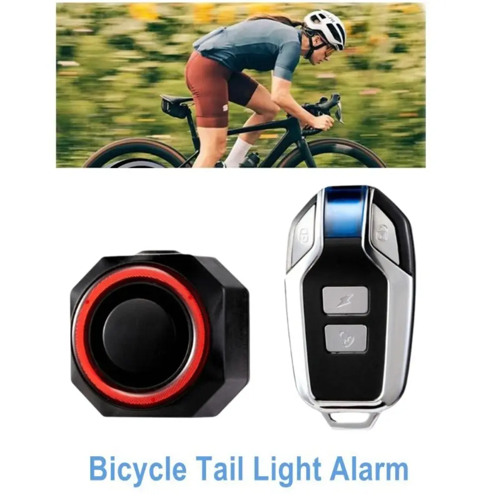 110 DB Bicycle Alarm Rechargeable Remote Control Motorcycle Alarm Auto On/Off Brake Tail Light Vibration Intrusion Detector