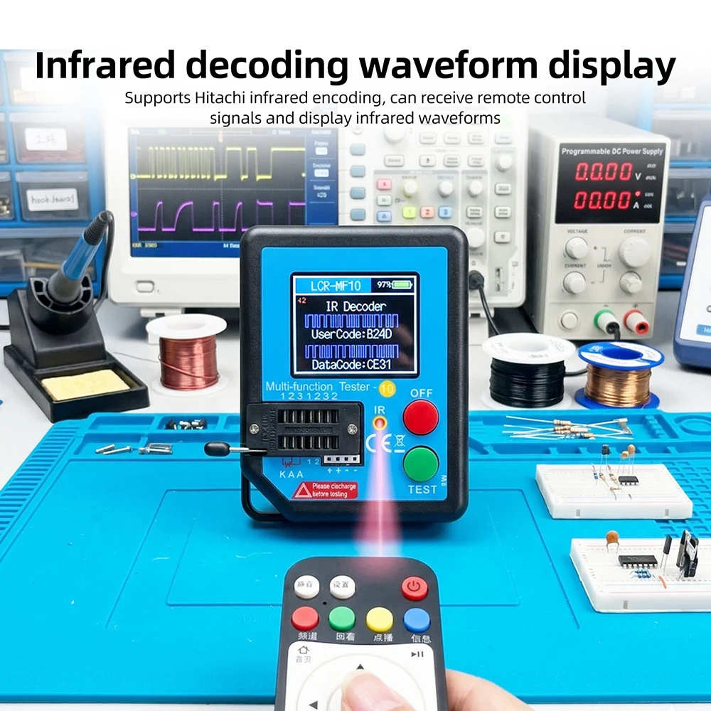 New LCR-MF10 128*160 TFT LCD Multi-meter Transistor Tester Diode Triode Capacitor Resistor Test  MOSFET NPN PNP Triac MOS Type-C