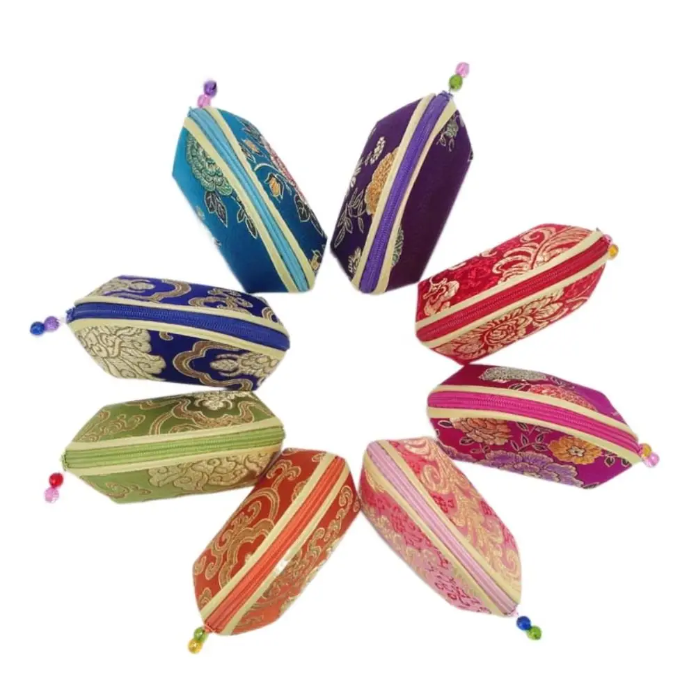 Auspicious Cloud Embroidery Coin Pouch Multi Color Flower Jewelry Storage Bag Multi-functional Cloth Shell Coin Pouch Ladies