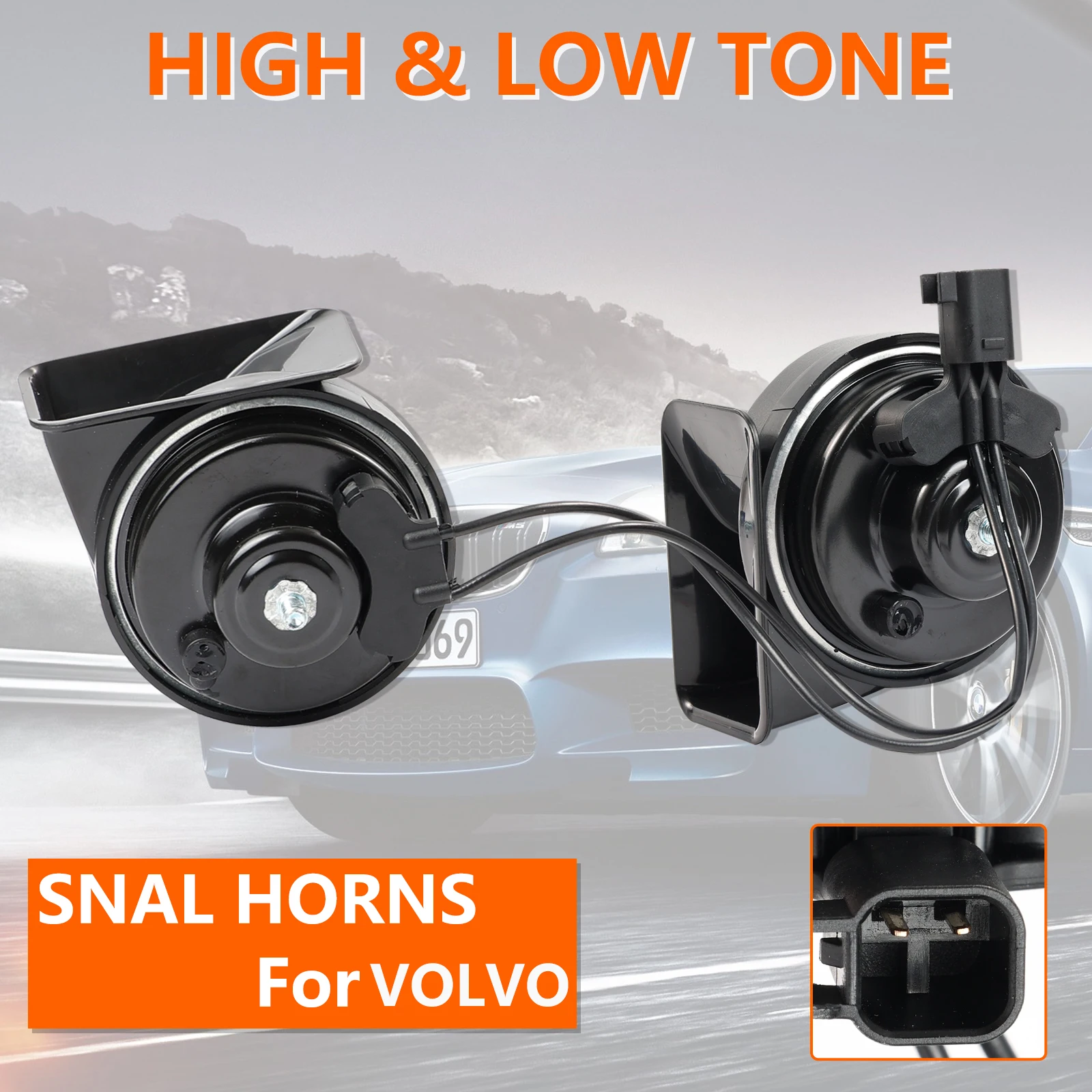 12V 110-125db 410/510Hz High Low Pitch Snail Horn Loud Connecting Wire Refit For Volvo XC90 XC60 XC40 S90 S60 V70 V40 30796897