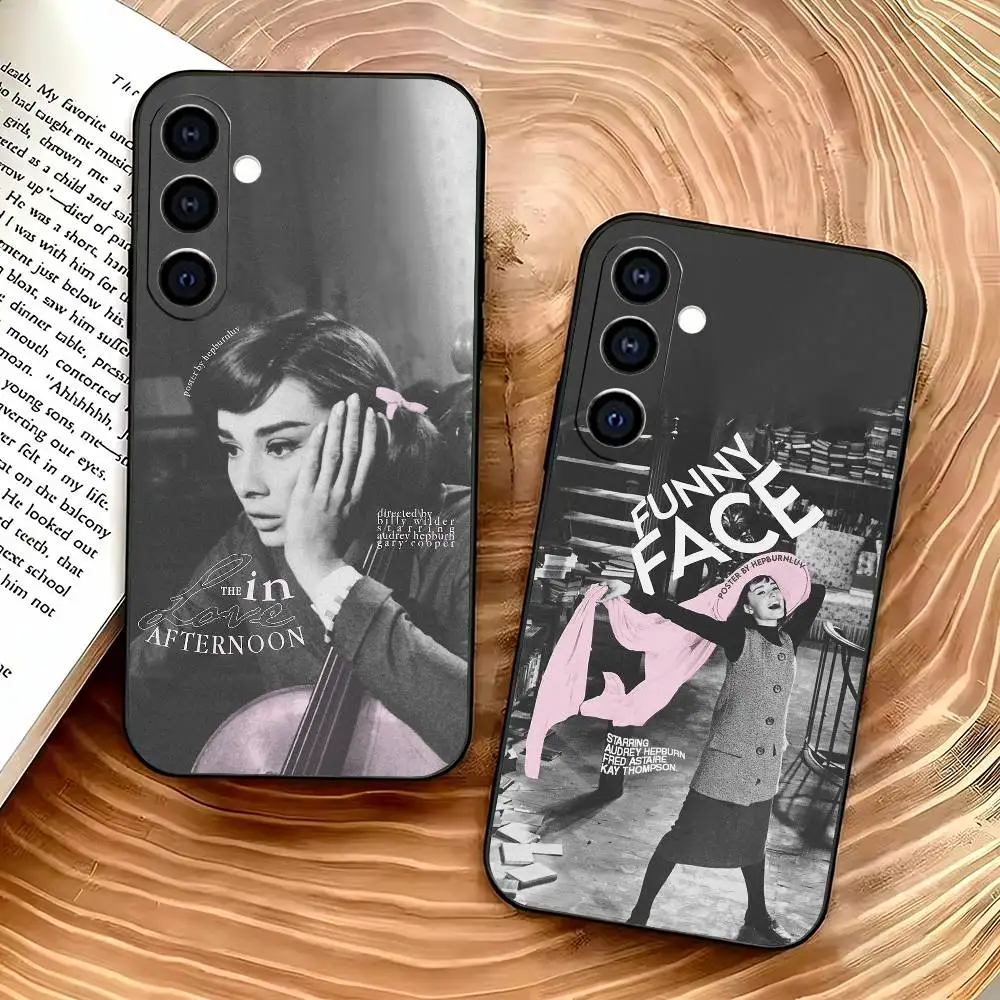 A-Audrey H-Hepburn Phone Case For Samsung Galaxy A73,A72,A71,A70,A53,A52,A51,Soft Silicone Black Cover