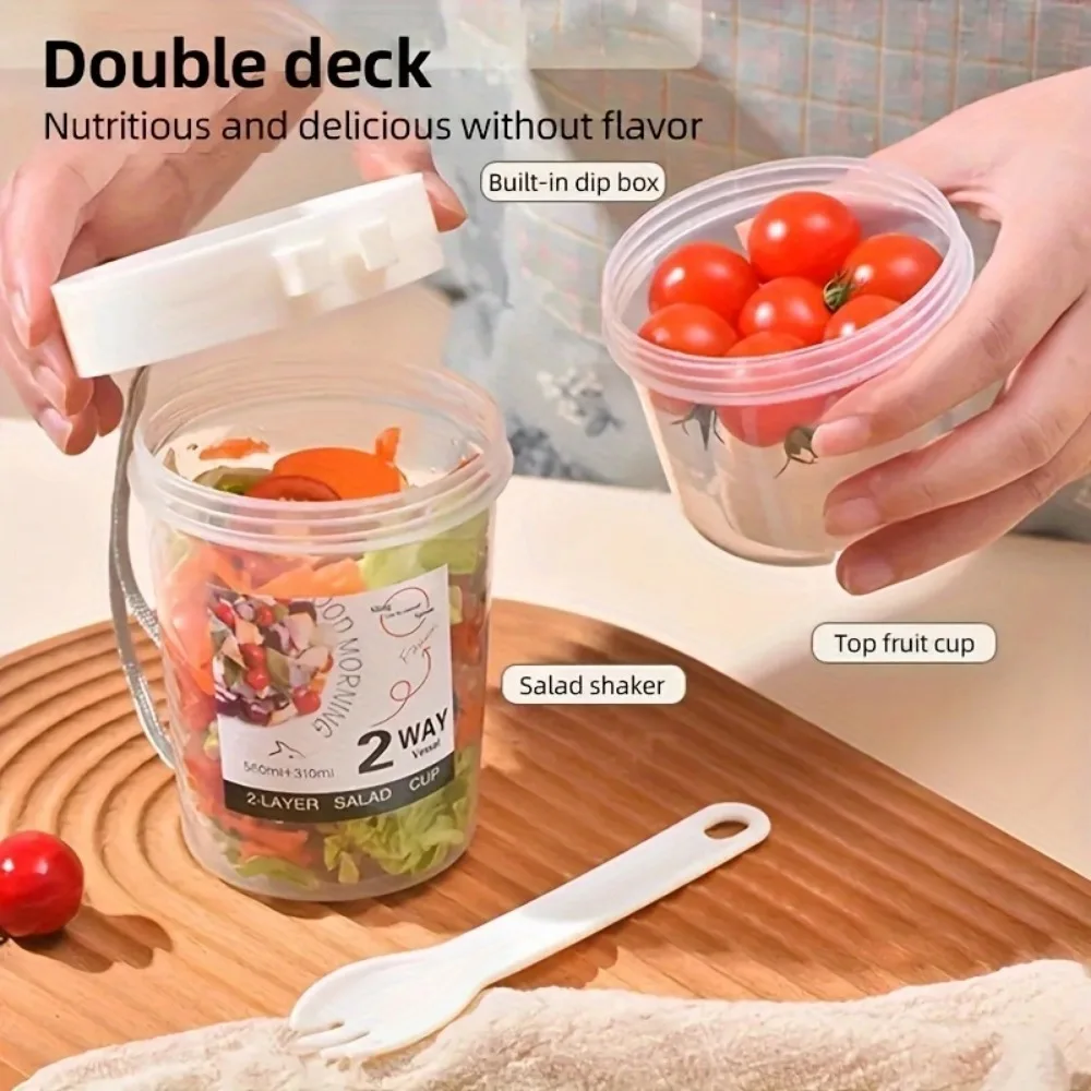 4-in-1 salad cup is a portable lunchbox/bento box, ideal for use in offices, gyms, and schools.