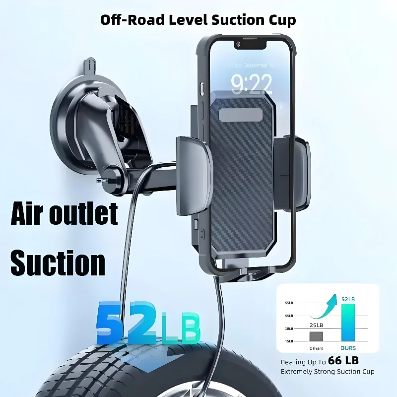 

2025 Cell Phone Mount 360 Degrees Rotation Cradle Powerful Suction Telescopic Rod Phone Holder for Windshield Air Vent