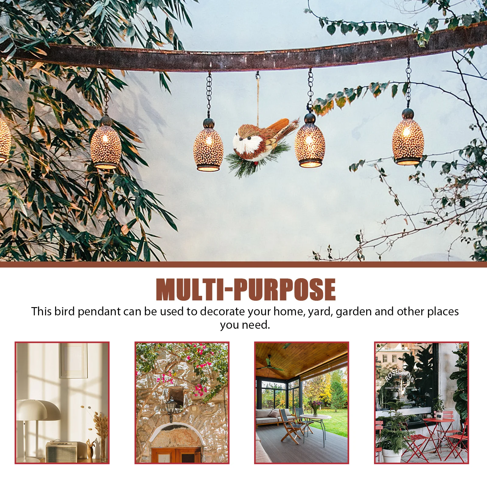 

1Pcs Bird Ornament Creative Funny Outdoor Decor Garden Yard Pendant Handmade Straw Weaving Craft Scene Layout Prop