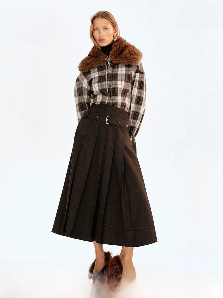 

Women's Shirt Waist Cinched Plaid Fabric Turn-down Collar Single Button Bookworm Shirt Casual Style Polyester Viscose Spandex...