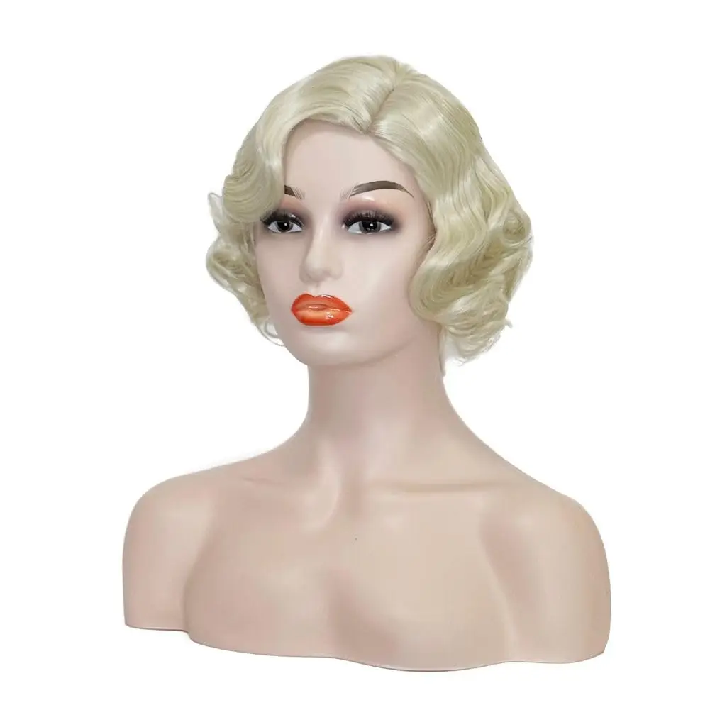 HAIRJOY Synthetic Hair Wig Short 1920s Curly Wig for Women Finger Wave Wig Synthetic Fiber Wig for Costume Party Halloween