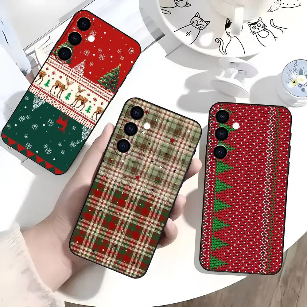 Christmas Elk Party Phone Case For Samsung Galaxy A73,A72,A71,A70,A53,A52,A51,Others Soft Black Cover