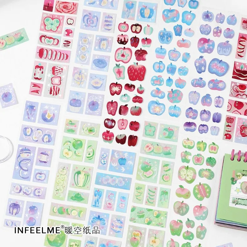 6 قطعة/المجموعة بريق ساندي أبل كوكب ملصق مائي مجلة سجل القصاصات ديكو الشريط الكورية INS الجمالية ملصق لخلفية الكولاج #2