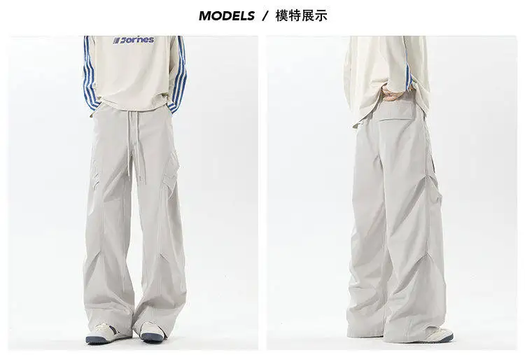 Herren-Cargohose im Street-Style, mit elastischem Bund, Kordelzug und Falten, ideal für Outdoor-Aktivitäten und den täglichen Gebrauch. – Detail 9