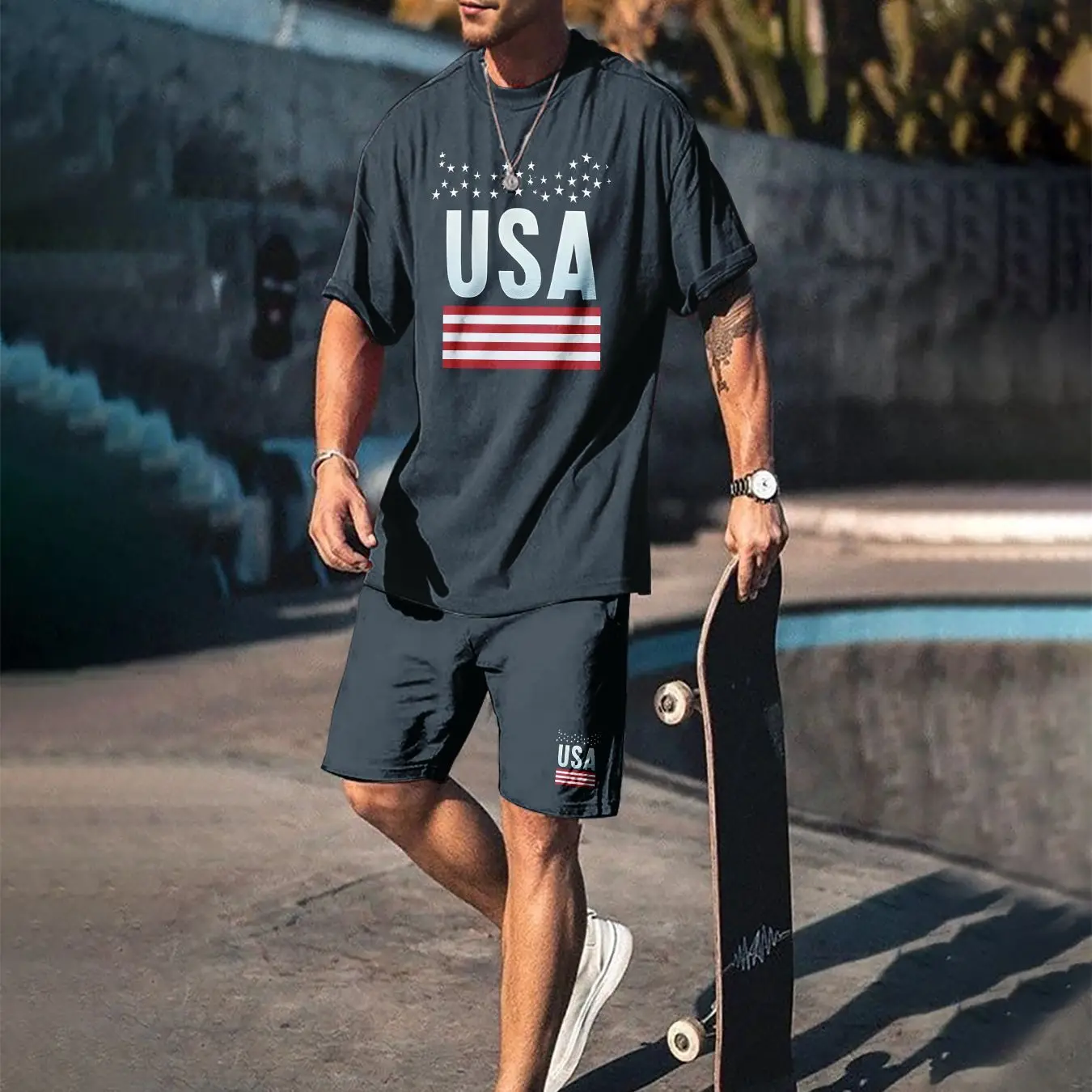 

Summer Hot-selling Short-sleeved Shorts Set Loose and Comfortable Outdoor Sports Quick-drying Sweat Absorption 2025 New Moto