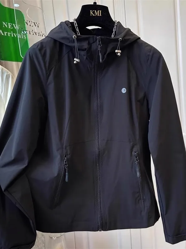 

Большие размеры 300, женский американский уличный солнцезащитный костюм с капюшоном Jaet Long Sve Loose Ket на молнии Jaet, летний