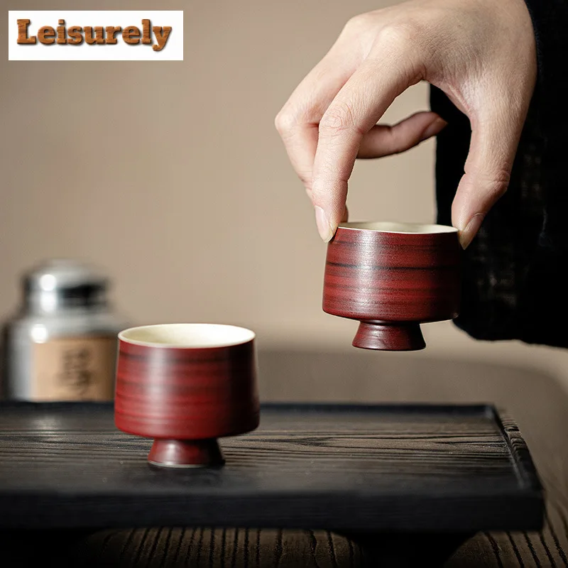 60ml Japanese Fenyin Yin Hawthorn Red Teacup Creative Jade Standing Cup High Foot Ceramic Master Cup Tasting Tea Bowl Drinkware