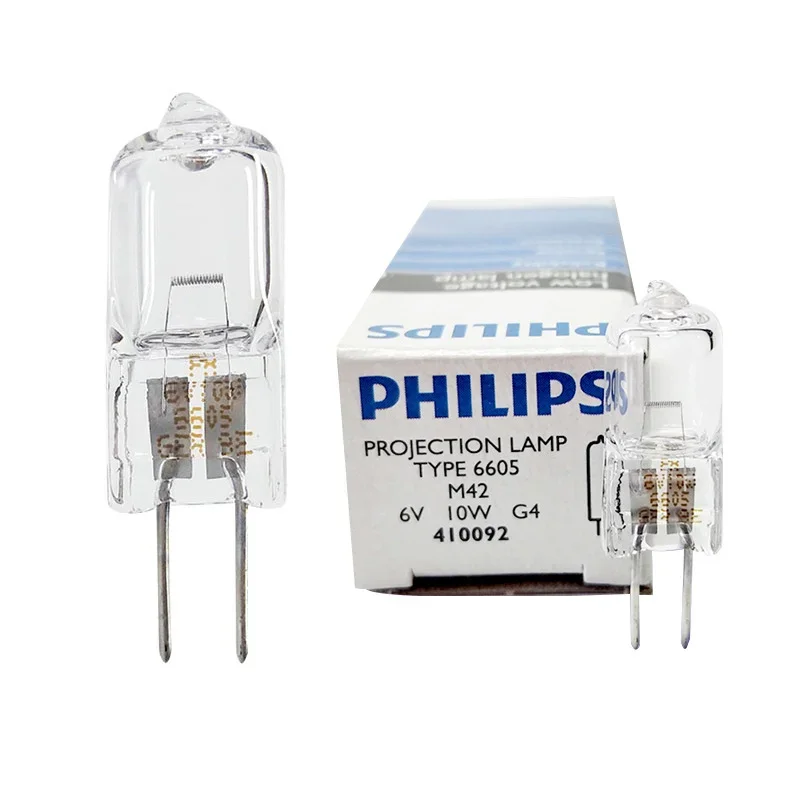 (2 uds) PHILIPS 6605 6V10W bombilla de microscopio médico espectrofotómetro de burbujas de arroz halógeno