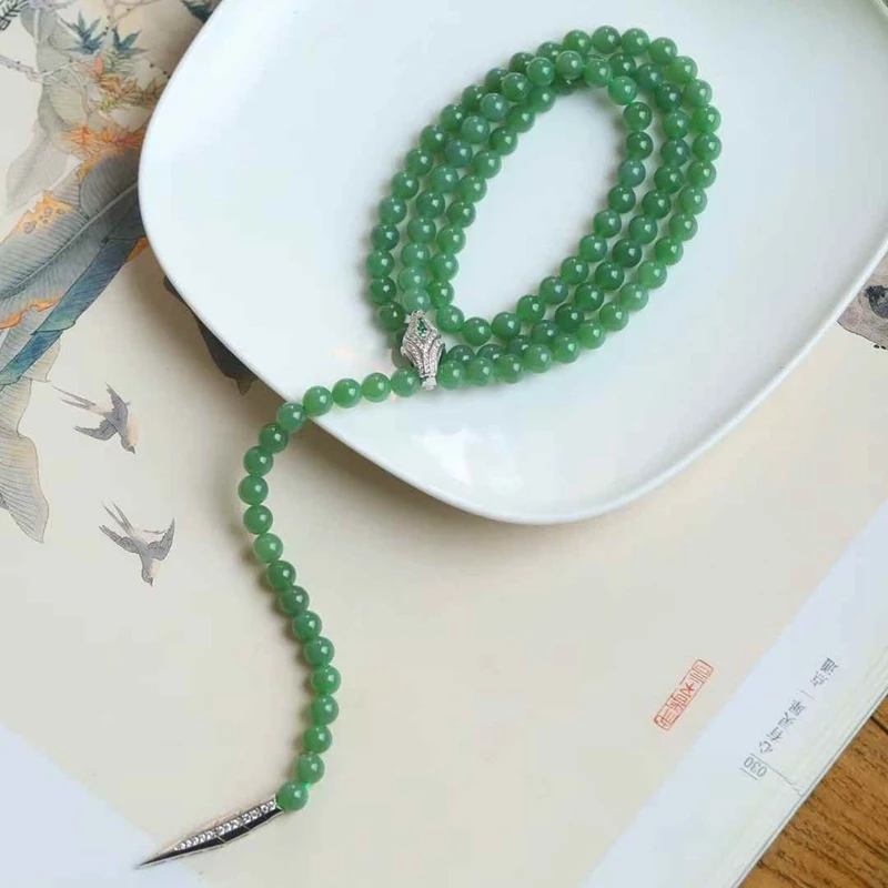 

Натуральный хотанский, русский нефрит, старый материал, универсальная цепочка из 108 бусин