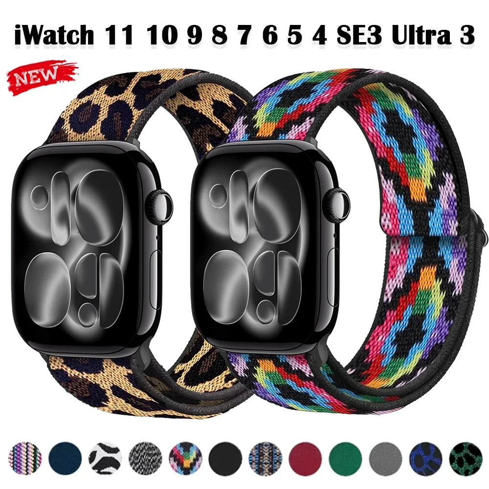 【セール中】ナイロンループストラップ Apple Watch Ultra 3 2 49mm 11 10 42mm 46mm 調整可能ブレスレット リストバンド iWatch 9 8 7 45mm 41mm 6 5 SE 44mm対応